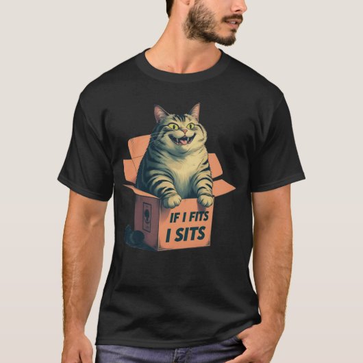 If I Fits I Sits Cat Tシャツ (正面)