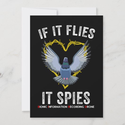If It Flies It Spies Birds Are Not Real Funny Dron 招待状 (正面)