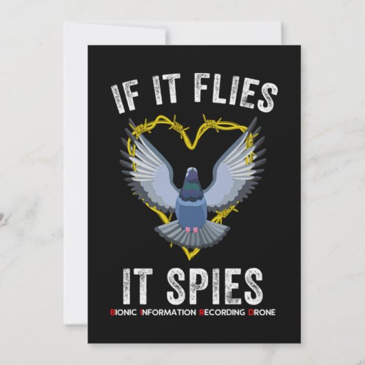 If It Flies It Spies Birds Are Not Real Funny Dron 招待状 (裏面)