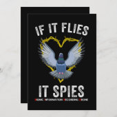 If It Flies It Spies Birds Are Not Real Funny Dron 招待状 (正面/裏面)
