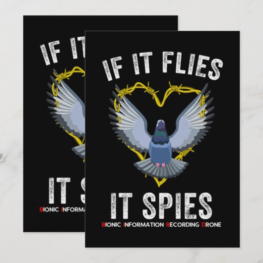 If It Flies It Spies Birds Are Not Real Funny Dron 招待状 (正面/裏面)