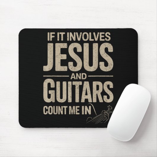 If It Involves Jesus And Guitars Count Me In Guita マウスパッド (マウス)