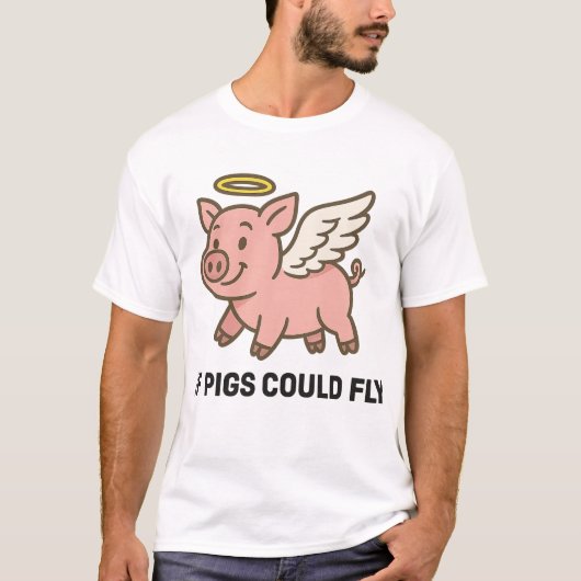 If pigs could fly - piggie angel tシャツ (正面)