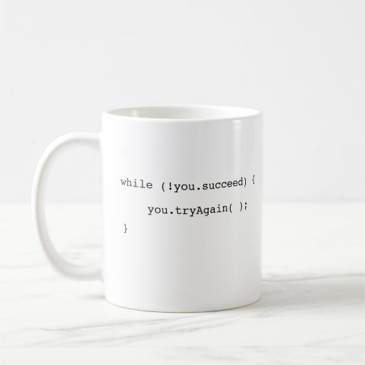 If You Don't Succeed Try Again Programmer Loop コーヒーマグカップ (左)