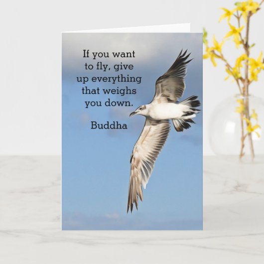 If you want to fly -Buddha Quote カード (黄色い花)
