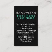 iFix。 カスタマイズ可能な便利屋修理ビジネス 名刺 (裏面)