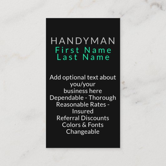 iFix。 カスタマイズ可能な便利屋修理ビジネス 名刺 (裏面)