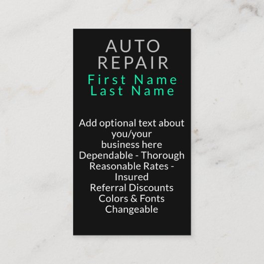iFix。 カスタマイズ可能な自動車修理コンピュータ修理 名刺 (裏面)