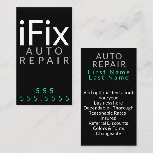 iFix。 カスタマイズ可能な自動車修理コンピュータ修理 名刺 (正面/裏面)