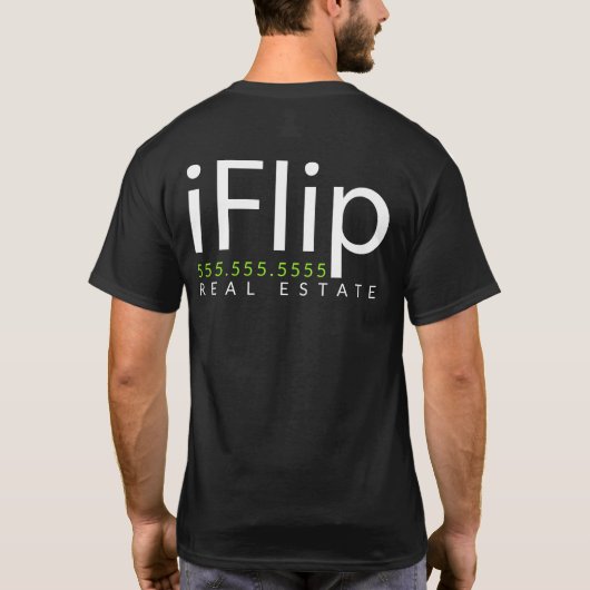 iFlip。 私は不動産を弾きます。 ビジネス広告宣伝 Tシャツ (裏面)