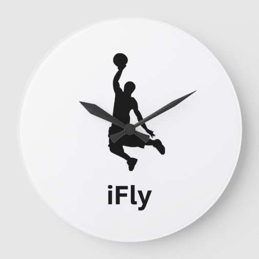 iFlyバスケットボール ラージ壁時計 (正面)