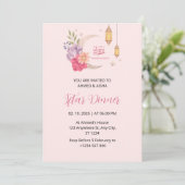 Iftarディナー招待ラマダンピンク月 招待状 (スタンド正面)