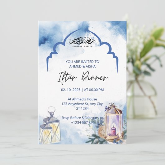 Iftar dinner invitation ramadan blue mosque 招待状 (スタンド正面)