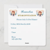 Iftar Dinner Invitations シーズンカード (裏面)