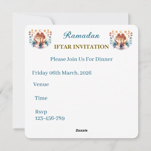 Iftar Dinner Invitations シーズンカード (裏面)