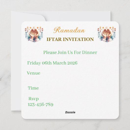 Iftar Dinner Invitations シーズンカード (裏面)