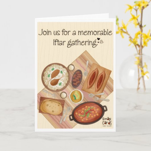 Iftar Invite - Dinner Table カード (黄色い花)