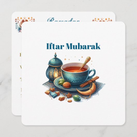 Iftar Mubarak Dinner Invitations シーズンカード (正面/裏面)