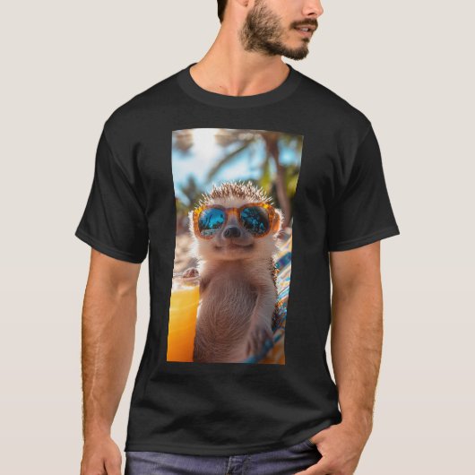 Igel am Strand mit cooler Brille Tシャツ (正面)