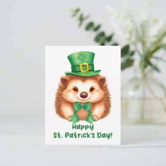 Igel Gráinneog Happy St. Patricks Day ポストカード (スタンド正面)