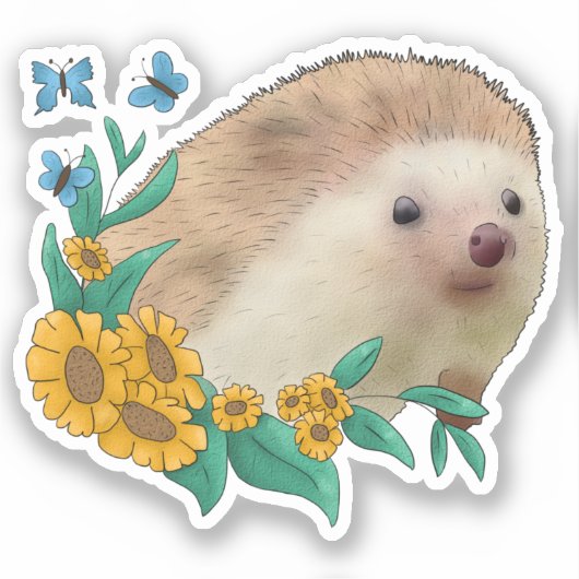 Igel im Blumenbeet  シール (正面)