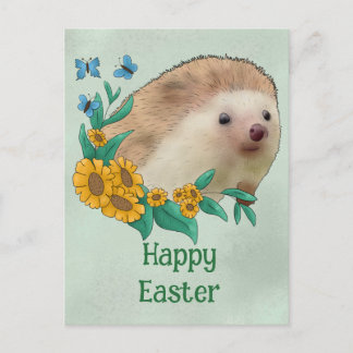Igel mit Blüten Postkarte ポストカード