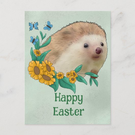 Igel mit Blüten Postkarte ポストカード (正面)
