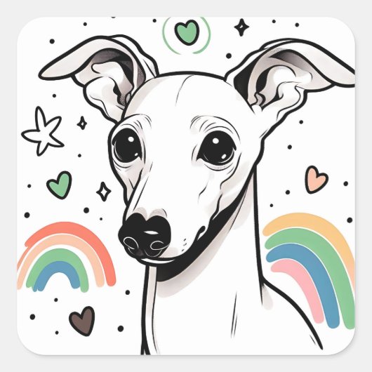 Iggy Greyhoundイタリアン Doodleスタンプ スクエアシール (正面)