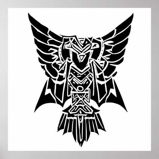 Iggy, the Aztec Style Abstract Healing Eagle ポスター (正面)