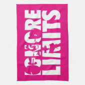 IGNORE LIMITS – 女性のトレーニング やる気を起こさせる キッチンタオル (縦)