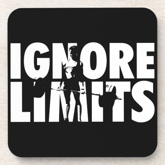 IGNORE LIMITS – 女性の重量挙げやる気を起こさせる コースター (正面)