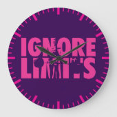 IGNORE LIMITS – 女性の重量挙げやる気を起こさせる ラージ壁時計 (正面)
