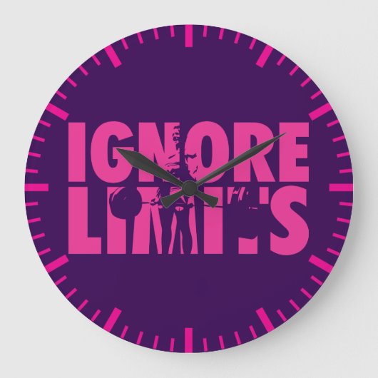 IGNORE LIMITS – 女性の重量挙げやる気を起こさせる ラージ壁時計 (正面)