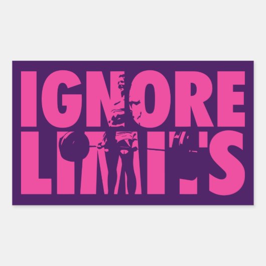 IGNORE LIMITS – 女性の重量挙げやる気を起こさせる 長方形シール (正面)