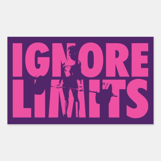 IGNORE LIMITS – 女性の重量挙げやる気を起こさせる 長方形シール (正面)