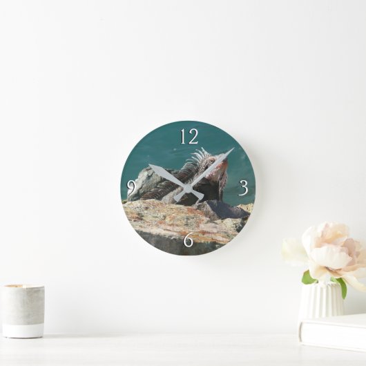 Iguana at St. Thomas ラウンド壁時計 (ホーム)