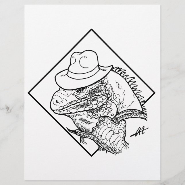 Iguana Jones – カラーリングページ。 (正面)