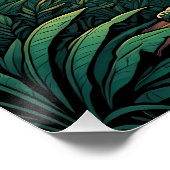 Iguana lizard among a tropical jungle setting ポスター (コーナー)