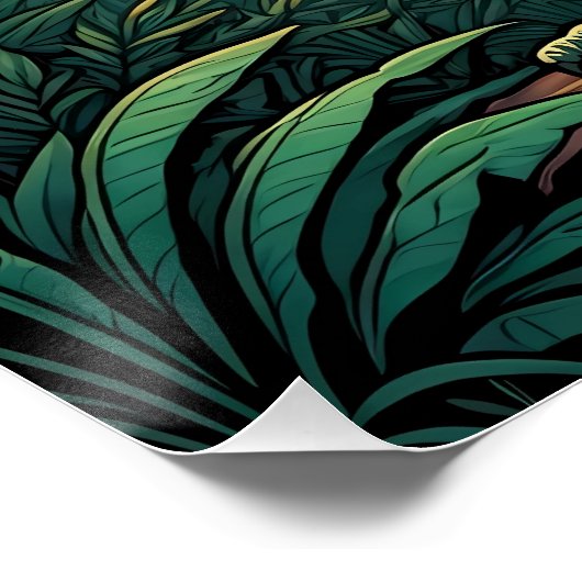 Iguana lizard among a tropical jungle setting ポスター (コーナー)