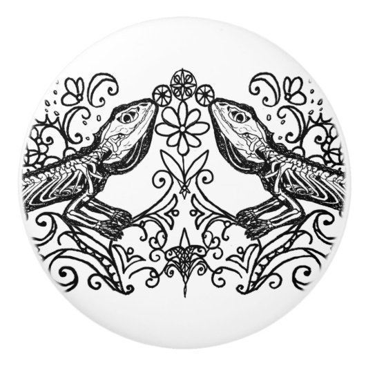 Iguana Lizard Anatomy Ceramic Knob セラミックノブ (正面)