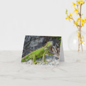 Iguana say I miss you greeting カード (黄色い花)