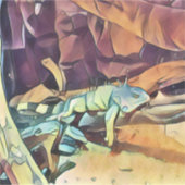 Iguane dormant sur une branche シール (正面)