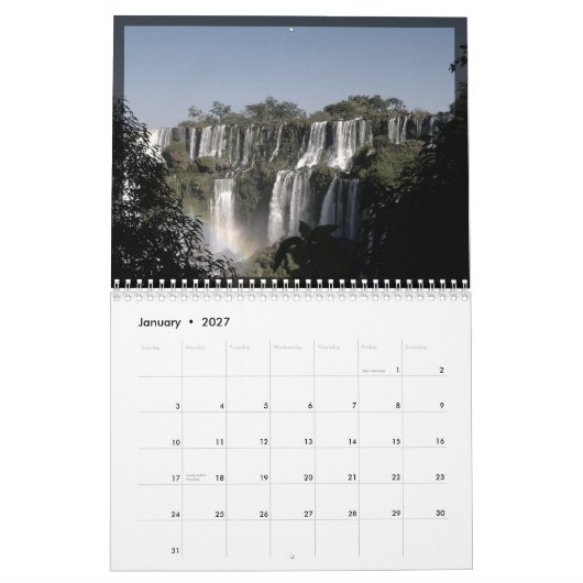Iguazu_Calender カレンダー (1月 2027)