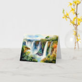 Iguazu Falls Argentina Watercolor カード (黄色い花)