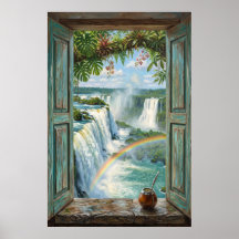 Iguazu Falls Open Window Tropical Waterfall Canvas