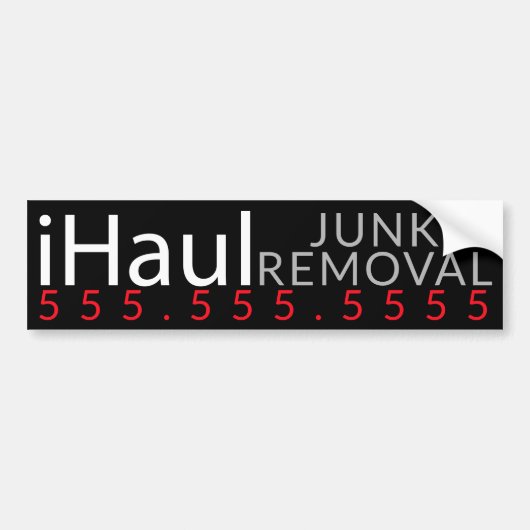iHaul。ジャンク運搬の取り外し事業プロモーション バンパーステッカー (正面)
