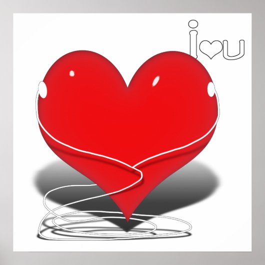iHeart赤いハート付き/文字「I ♥ U」 ポスター (正面)