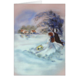 IIを絵を描いている湖による青および木の女性