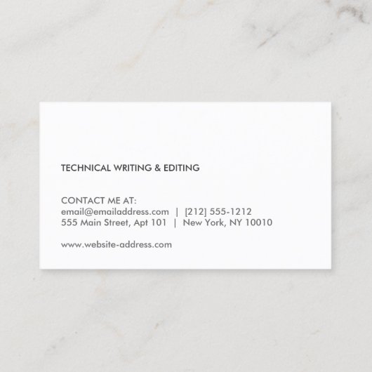 II作家・ライター用鉛筆名刺 名刺 (裏面)