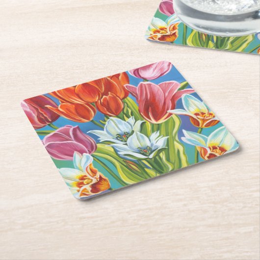 IIIのブーケ縁どー スクエアペーパーコースター (アングル)